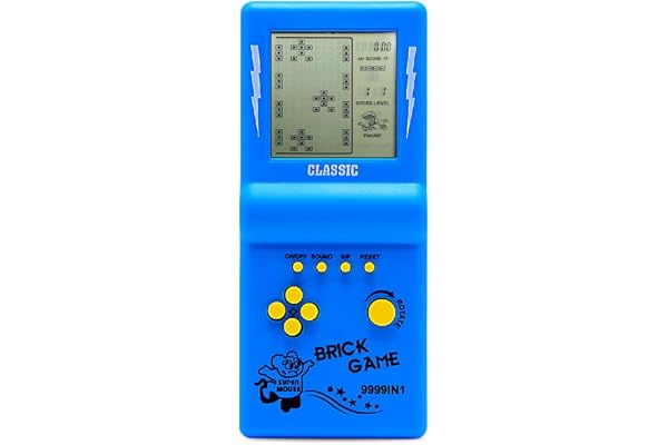 CZT Nouvelle Console de Jeu en Brique Grand écran Puzzle Nostalgique Classique Intégré 23 Jeux Vitesse/Difficulté Réglable Alimenté par 2 Piles AA (Non incluses) Meilleur Cadeau (Bleu)