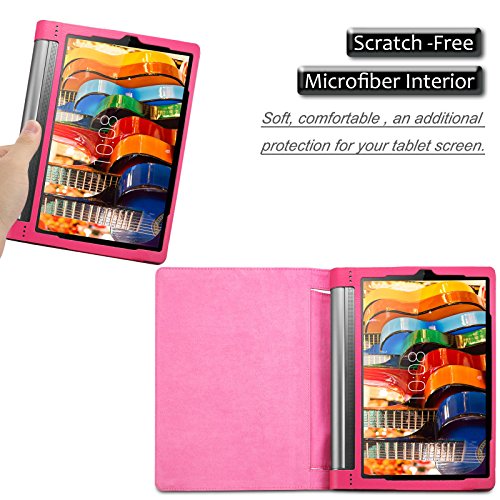 Lenovo Yoga Tab 3 Plus/ Lenovo Yoga Tablet 3 10 Pro Hülle Case, Infiland Slim Fit Folio PU-lederne dünne Kunstleder Schutzhülle Cover Tasche für Lenovo Yoga Tab 3 Plus 25,65cm (10,1 Zoll IPS) Convertible Media Tablet/Lenovo YOGA Tablet 3 10 Pro 25,6 cm (10,1 Zoll QHD IPS) Tablet (Not für Lenovo Yoga Tab 3 10) (Magenta) - 5