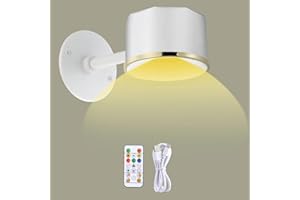 MIOBLUE LED Wall Mounted Reading Light, Wireless Wall Sconce with Remote,360° Rotation Magnetic Wall Light RGB Picture Painting Light with Dimmable for Living Rooms,Bedrooms, Artwork, Dartboard,White