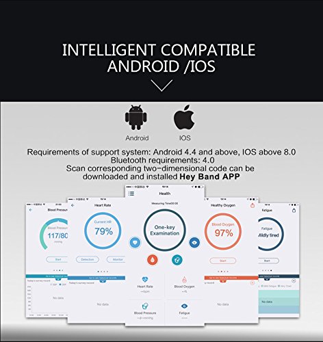 ROGUCI Smart Armband Wristband, IP67 Wasserdichte Blutdruck Oxygen + Oximeter Herzfrequenz Müde Monitor Fitness Schlaf Gesundheit Tracker, Smart Sport Tracking Armband Für iOS 8.0 Android 4.4, tägliche Laufleistung Pedometer Schritt Zähler Kalorien verbrannt Messung Call SMS Erinnerung Sesshaft - 9