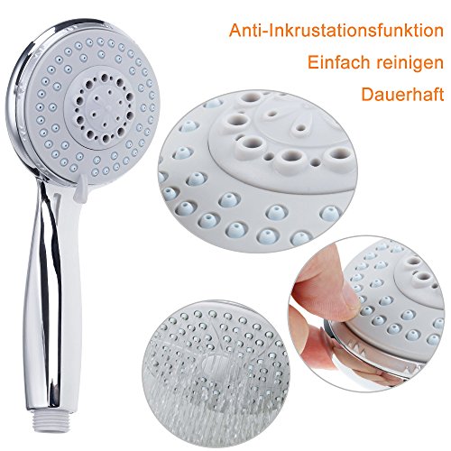 Rovtop Duschkopf Handbrause mit Antikalk-Funktion 4 Strahlarten verchromte - 4