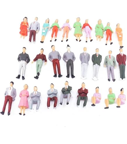 Lot De 50 Figurines Miniatures 1:87 Pour Maquettes De Trains HO – 2 Cm, Positions Variées, Peintes à La Main, Hommes, Femmes, Enfants