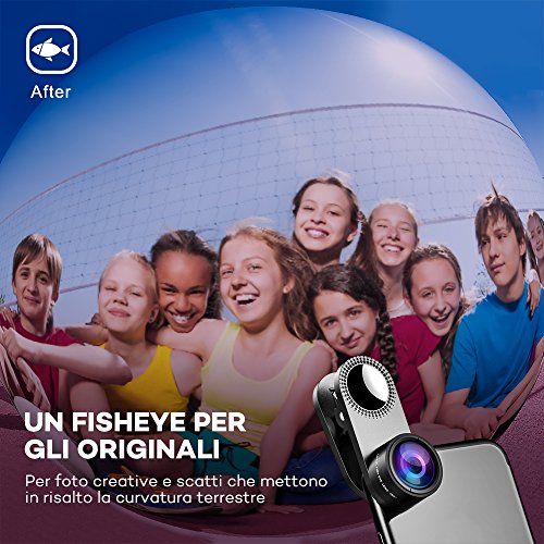 Lenti Smartphone VAVA Obbiettivi Smartphone Super Grandangolare 0.36X, Macro 15X e Lente Fisheye, Placca Posteriore Riflettente per i Selfie, Compatibile con iPhone 7, 6, 6S, 6S Plus, Samsung, ecc