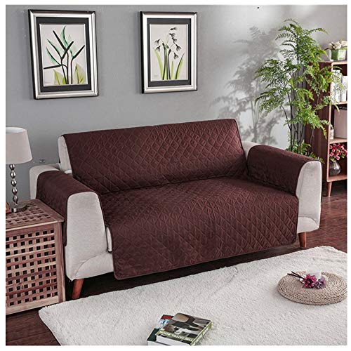 laamei Cubre para Sofá de 3 Plazas con Reposabrazos Antideslizante Protector para Sofás Muebles Acolchado contra Mascotas, Polvo y Manchas(Marrón,190x196cm)