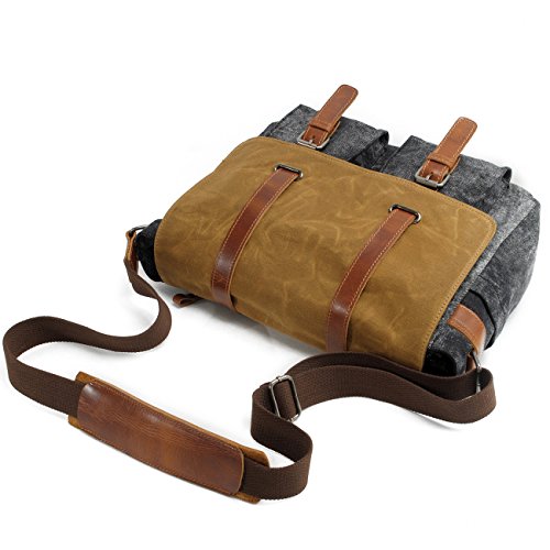 YANGYANJING Waterdicht Vintage Canvas leer Messenger Bag Schoudertas Aktetas Schoudertas 14 inch Laptoptas notebooktas van Canvas en leer