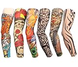 disfraces originales mujer 2018 Material: nilón y spandex Autek - Pack 6 Juego de mangas con diseño de tatuajes, tatuajes temporales, disfraces originales para fiestas con amigos, halloween, carnaval