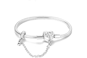 Hapour 925 Plata de Ley Pulsera de Encanto para las Mujeres Mariposa Mejor Amigo Corazón Luna y Estrella Cadena de la Serpiente Pulsera de Encanto con 5A Cubic Zirconia