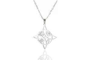 EUEAVAN Nudo de bruja collar para mujeres niñas irlandés celta nudo trinidad pentagrama ankh cruz triquetra trinidad nudo vikingo collar amuleto amuleto pagano joyería wicca regalo