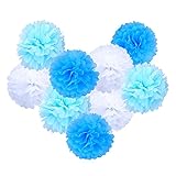 Seidenpapier Pom Poms PomPoms Blume für Hochzeit Dekoration Party Deko, 10 Zoll, 9 Stück