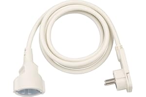 Brennenstuhl Cable alargador de 2 m con Enchufe Plano (alargador eléctrico, Enchufe Plano, para Interiores) Blanco