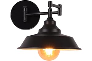 AIRTWESD Applique da parete a braccio girevole E27 Lampada da parete industriale in metallo vintage Appliques da comodino retrò (senza lampadina)