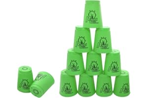 Erlsig Quick Stacks Cups 12er Pack Sport-Stapelbecher Speed-Trainingsspiel Challenge Competition Party-Spielzeug mit Tragetasche (Grün)