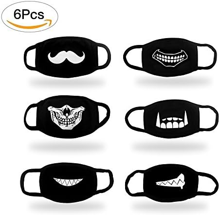 Hanjoy Top Quality 6 Pack blue Cool Luminous Unisex Cotton Blend Anti Dust Face Mouth Mask Black for Man Woman