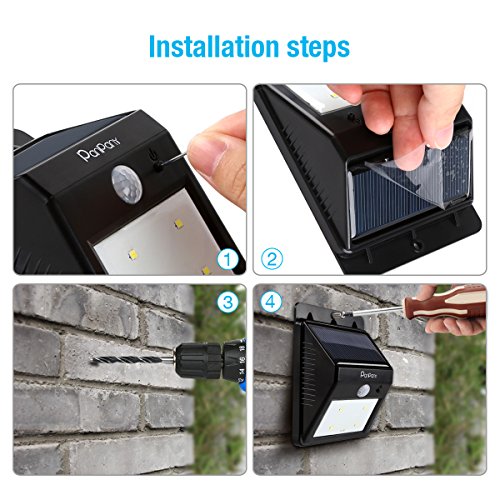 Bewegungs Solarlampe, 20 LEDs Solar Leuchte Sicherheits Bewegungssensorlicht, wetterfeste Sicherheits-Wandleuchte mit 2 intelligenten Modi für Außenwand, Garten, Auffahrt, Treppen und Eingänge [2er Pack] - 4