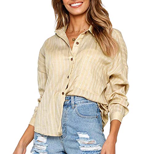 Preisvergleich Produktbild Tagether Damen Hemd Tops Frauen Casual Langarm-Shirt Freizeit Blusen Damen, Bekleidung Frauen Kurzarm / Mode Cosy Oberteile Business T-Shirts(Gelb)