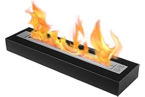 Globmetal Cheminée au bioéthanol 57,5 cm – Un insert pour une classique à poser sur table, sol ou chauffée bois bio en forme de boîte, Noir