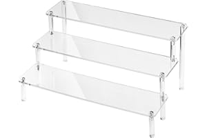 Strehknewen 3-Stufiger Acryl Display Ständer, Organizer,Transparenter Riser Regal für Figuren, Schmuck, Nagellack, Cupcake, Gewürz, Kosmetik, mit spurlosem Kleber