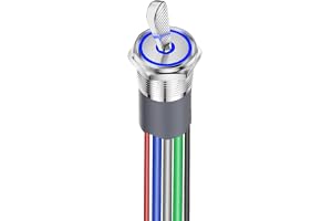 Gebildet SPST ON-OFF LED-Vippströmbrytare,12V-24V 16mm Stor Rund Vippomkopplare med Blåbelyst, IP67 Vattentät Elektrisk Vipps