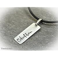 Herrenkette Silber mit Namen, Gravur, Lederkette