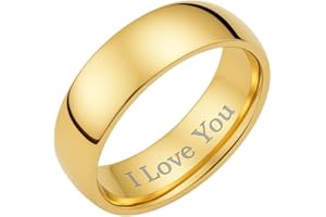 Willis Judd 8mm Engraved I Love You 8mm Gold Titanium Ring Wedding Ring For Men In Wooden Box Polished Finish Comfort Fit