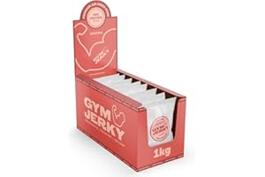 Gym Jerky Pork Jerky Original | 1 kg (25x40 g) | 48% de proteínas, sólo 1,4 g de grasa por porción | Carne seca de primera calidad