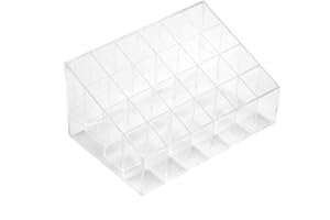 Jenngaoo Organizer per Rossetto, 24 Griglie Scatola Portaoggetti per Rossetto Trasparente Espositore per Smalto per Unghie Vassoio per Trucco per Pennelli Lucidalabbra