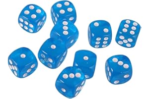 Yourandoll 10 pièces dés polyédriques D6 dés 16mm de Jeu de dés en Acrylique pour DND Dice RPG MTG Table Jeux (Bleu)