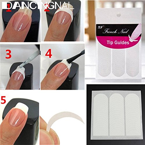DANCINGNAIL 51 Pcs Nail Art Smile Striping Line French Guide Tips Stickers