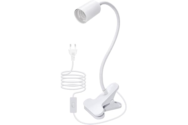 Lampe à Pince E27, 240CM Cable, 10MM Grossier 360°Flexible Col de Cygne, Douille E27 avec Pince, Lampe a Pince pour Lit, Spot avec Pince, Lampes de Chevet, Lamp de Lecture, Lampes-Clips pour Bureau