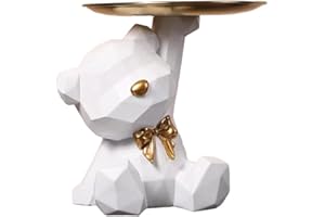 XILENY Svuotatasche da Ingresso Design, Statua di Orso in Resina Vassoio Decorativo, Vassoio Portaoggetti, Vassoio Portachiavi Ingresso, Porta Caramelle da Tavolo,Decorazioni per la casa