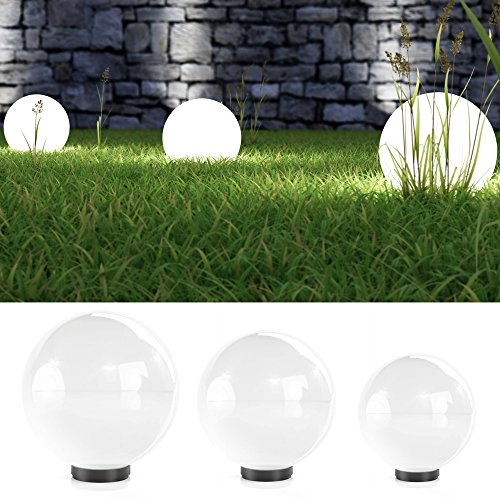 Kugelleuchte 3er Set Farbwechsel Lampe Lichtkugel Kugellampe Gartenleuchte Gartenlampe Set 20/30/40cm wahlweise mit RGB LED (Weiß) - 6