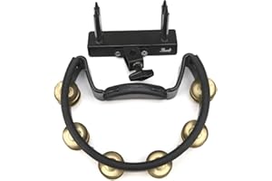 Pearl PTM-10GHX Tambourin Quickmount - Noir - Jingles en laiton - Poignée inversée - Dessus en caoutchouc - Montage 3/8"