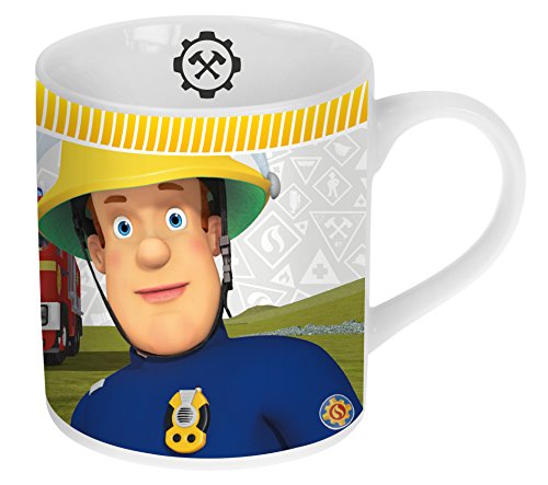 Feuerwehmann Sam Porzellan 3-teiliges Frühstück-Set im Geschenk-Karton Becher, Müsli-Schale & Teller - 3