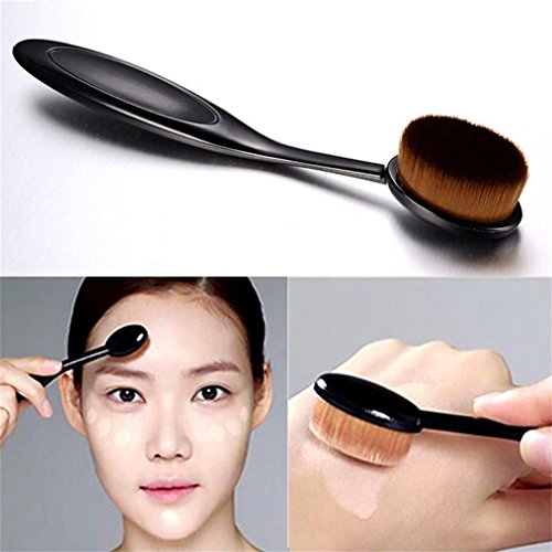 Tonsee Pro Cosmetic Makeup Face Powder Blusher Toothbrush Curve Foundation Brush (Black Toothbrush)