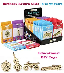 Funvention- for Little Scientist in Every Kid Fun Fidgets - Assorted - Pack of 24 (6 x 4 DIY Miniature Mechanical Models (Bike, Car, Guitar & Watch)) - STEM Learning Birthday Return Gifts