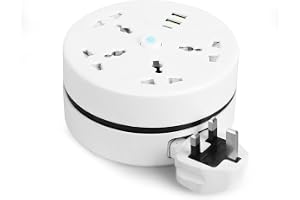 Baytion Retractable Power Strip Surge Protector with 4 Universal AC Outlets, 2 USB Ports and 1 Type-C Slot,Extension Cord with 2500W/10A 2Meters for Bedroom,Living Room,Office (White)