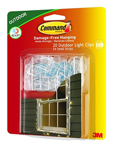 Command17017 AW – Pack of 8 Hooks Outdoor Cable Clamps Transparent with White Strips
