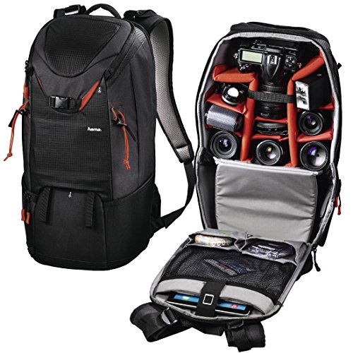 Hama Kamerarucksack für 2 DSLR Kameras und Ausrüstung (Fotorucksack, 21 L, Schnellzugriff, Tabletfach, Regenschutz, Stativhalterung, handgepäcktauglich) Kameratasche schwarz - 20