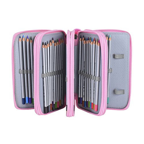 Newcomdigi Sac à Crayon de Toile Sac à Crayon 72 Couleurs Organisateur Crayon Porte-Crayons Grande Capacité Solide Durable Pratique pour Bureau Ecole Art 