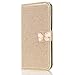 Produktbild 3D Butterfly Bling Glitter Glitzer Diamond Musterg Ledertasche Slim Retro Bookstyle mit Standfunktion Karteneinschub Magnetverschluss Flip Wallet Hülle Schutzhülle für Samsung Galaxy A6 2018