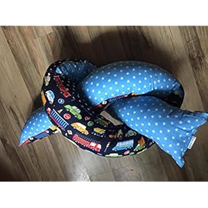 Bettschlange Bettschnecke Bettnestchen Lagerungshilfe Bettrolle Bettwurm Kuschelnest ca. 180cm blau Fahrzeuge