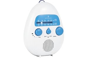 Caffney FM/AM Mini Shower Radio Powerful Bass Travel Portable Waterproof Hanging Music Speaker