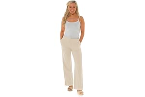 Style It Up Womens Ladies Linen Trousers Pants Summer Casual Holiday Beach Chino Khaki Cargo