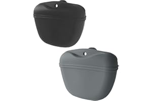 NYGGTYK Lot de 2 sacs de nourriture pour chien en silicone - Sacs à goûter pour animaux de compagnie - Sacs d'entraînement en silicone pour chien (gris foncé, gris)