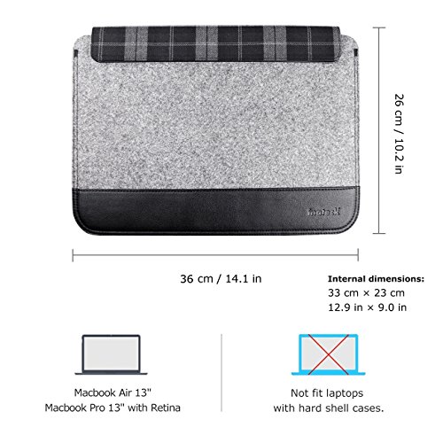 Inateck 13 3 Zoll Macbook Air Pro Retina Sleeve H  lle Ultrabook Laptop Tasche Speziell f  r 13 3  Apple Macbook Pro Retina und Macbook Air  Grau