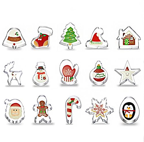 ElecMotive 15 Piezas Moldes para Galletas Navidad Moldes Acero Inoxidable Moldes metal acero inoxidable Cortador de Galletas