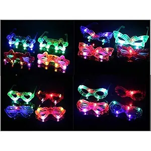 favela birthday return gifts for kids & party supply gift item- flashing party light up led goggles glasses toy best gift for boys & girls (pack of 12)- Multi color