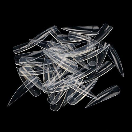 Odstore 500Pcs Long Sharp False Nail Art Tips Acrylic Salon - Natural White Clear Color#3-017