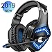Price comparison product image Willnorn Gaming Headset for PS4 Xbox One PC, Noise Cancelling Over-Ear Headphones With Mic 3.5mm Jack Volume Control LED Light for Laptop Tablet Mac Smart Phone (Blue)