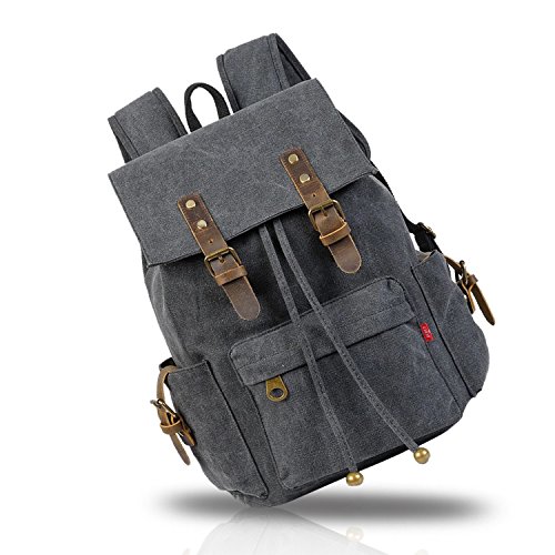 FANDARE Retro Laptop Notebook Rucksack Geeignet für bis zu 16 Zoll Damen Herren Schulrucksack für die Schule Wandern Daypack Leinwand - 4
